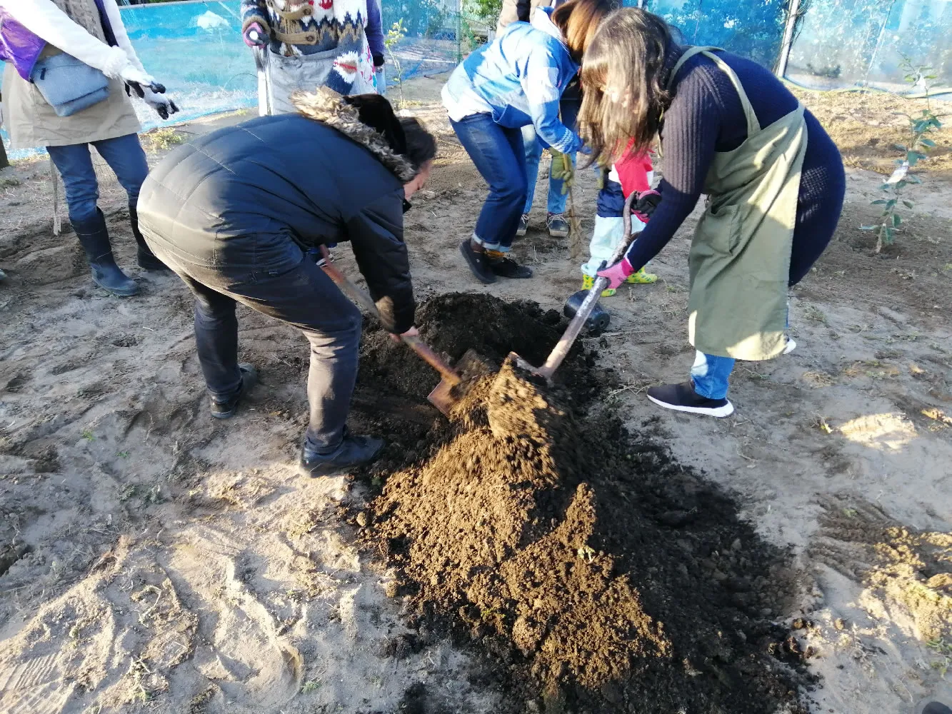 木村正典講師による有機栽培実習・堆肥作りのポイント指導